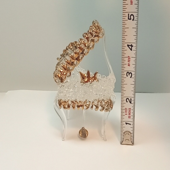 Vintage spun glass baby grand piano figurine with gold details. No flaws - Picture 5 of 6